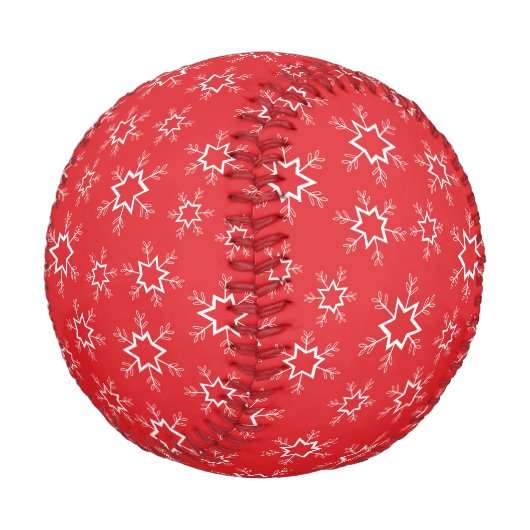 Schneeflocken, rote und weiße Schneeflocken, Schne Baseball (Schrägansicht)