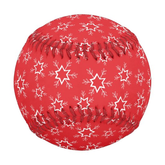 Schneeflocken, rote und weiße Schneeflocken, Schne Baseball (Vorderseite)