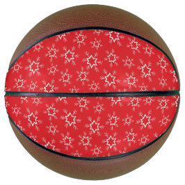 Schneeflocken, rote und weiße Schneeflocken, Schne Basketball