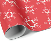 Schneeflocken, rote und weiße Schneeflocken, Schne Geschenkpapier (Rolleneckpunkt)