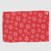 Schneeflocken, rote und weiße Schneeflocken, Schne Golfhandtuch (Horizontal)