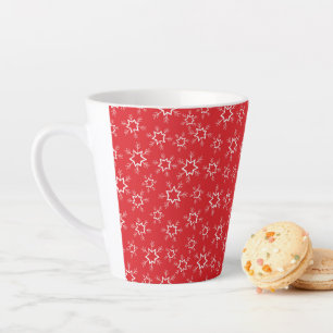 Schneeflocken, rote und weiße Schneeflocken, Schne Milchtasse