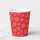 Schneeflocken, rote und weiße Schneeflocken, Schne Pappbecher (Vorderseite)