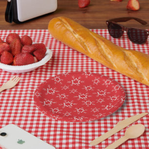 Schneeflocken, rote und weiße Schneeflocken, Schne Pappteller