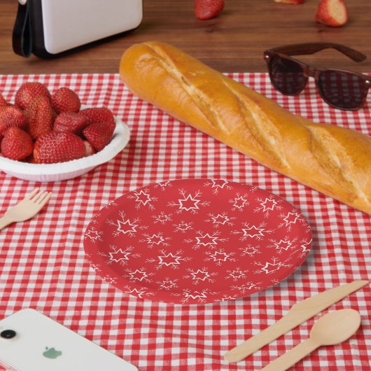 Schneeflocken, rote und weiße Schneeflocken, Schne Pappteller (Picknick)