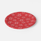 Schneeflocken, rote und weiße Schneeflocken, Schne Pappteller (Schrägansicht)