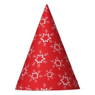 Schneeflocken, rote und weiße Schneeflocken, Schne Partyhütchen