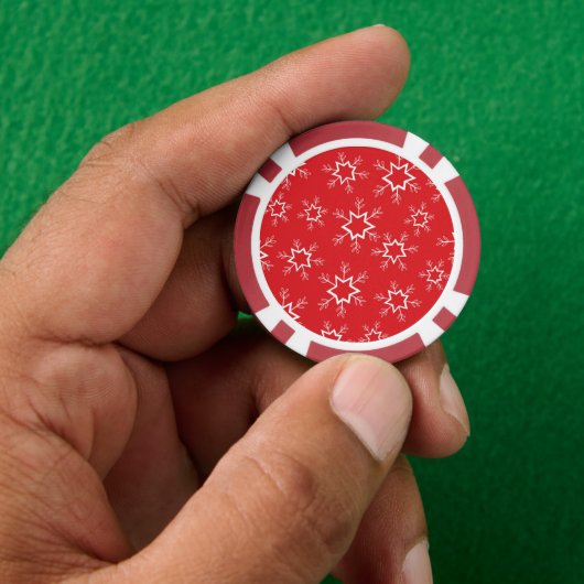 Schneeflocken, rote und weiße Schneeflocken, Schne Pokerchips (Hand)