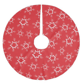 Schneeflocken, rote und weiße Schneeflocken, Schne Polyester Weihnachtsbaumdecke