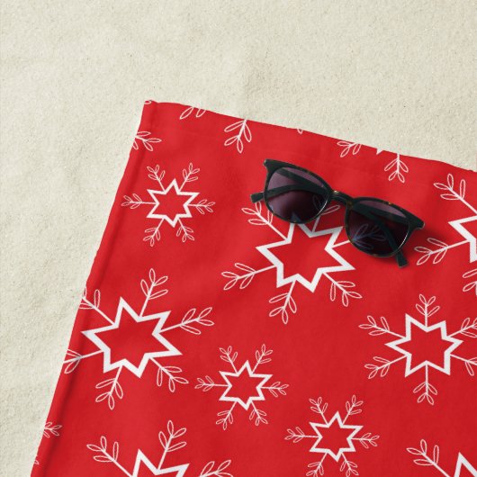 Schneeflocken, rote und weiße Schneeflocken, Schne Strandtuch (Beispiel)