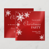 Schneeflocken Rote Weihnachtsfeiertage Party Einla Einladung (Vorne/Hinten)