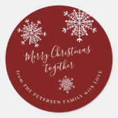 Schneeflocken Rote Weihnachtsfeiertage Runder Aufkleber (Vorderseite)