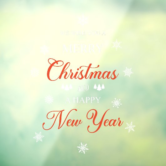 Schneeflocken Rotes frostes Weihnachtsfenster Klam Fensteraufkleber (Blatt 3)