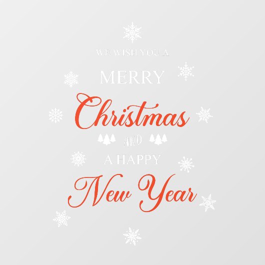 Schneeflocken Rotes frostes Weihnachtsfenster Klam Fensteraufkleber (Blatt)