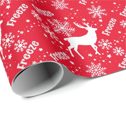 Schneeflocken Rotwild Geschenkpapier (Rolleneckpunkt)