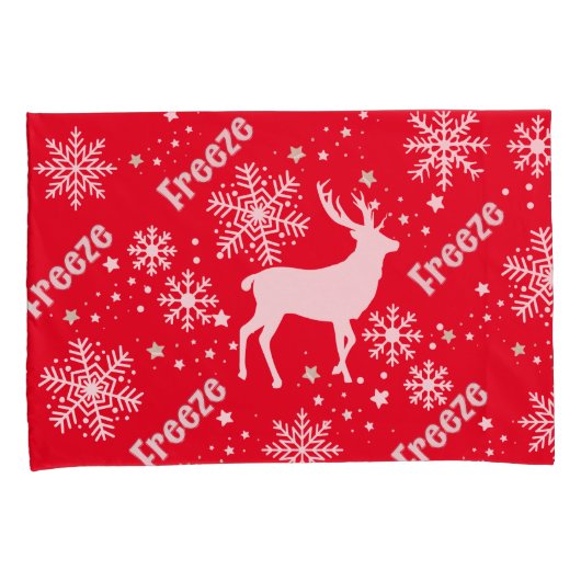 Schneeflocken Rotwild Kissenbezug (Vorderseite-Rechts)