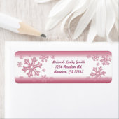 Schneeflocken-Rücksendeadressen-Aufkleber aus rosa (Insitu)