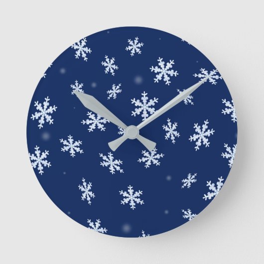 Schneeflocken Runde Wanduhr (Vorderseite)
