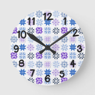 Schneeflocken Runde Wanduhr