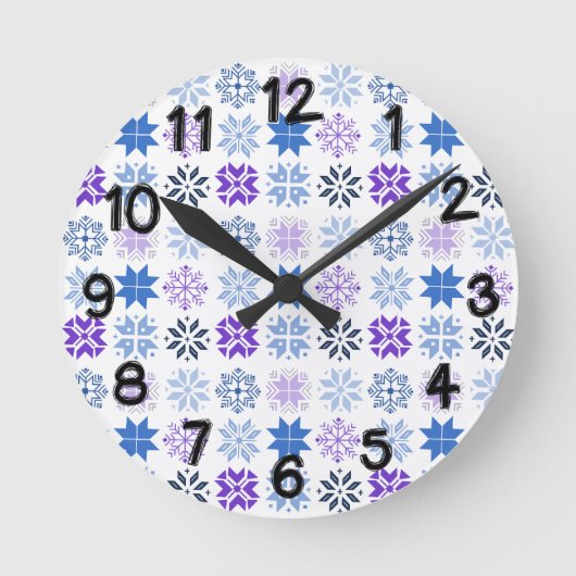 Schneeflocken Runde Wanduhr (Vorderseite)