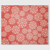 Schneeflocken-Runden auf rotem Papier Geschenkpapier (Flach)
