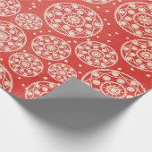 Schneeflocken-Runden auf rotem Papier Geschenkpapier (Ecke)