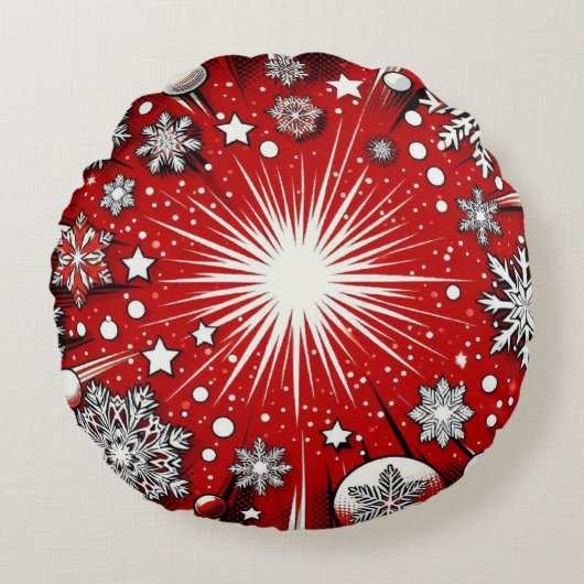 Schneeflocken Rundes Kissen (Vorderseite)