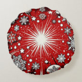 Schneeflocken Rundes Kissen (Rückseite)