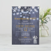 Schneeflocken-Saitenlichter Winterhäuserwärmung Pa Einladung (Stehend Vorderseite)