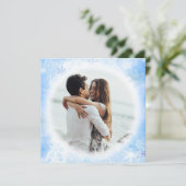 Schneeflocken Save the Date Foto Einladung (Stehend Vorderseite)