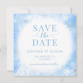 Schneeflocken Save the Date Foto Einladung (Rückseite)