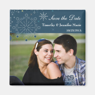 Schneeflocken Save the Date Foto Magnet