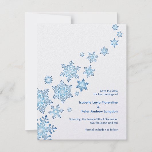 Schneeflocken Save the Date Hochzeit (Vorderseite)