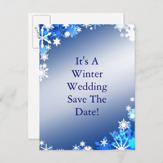 Schneeflocken Save the Date Postkarte (Vorne/Hinten)