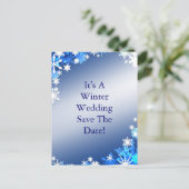 Schneeflocken Save the Date Postkarte (Stehend Vorderseite)