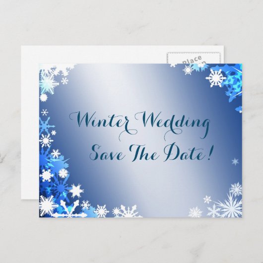 Schneeflocken Save the Date Postkarte 2 (Vorne/Hinten)