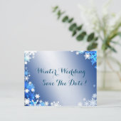 Schneeflocken Save the Date Postkarte 2 (Stehend Vorderseite)