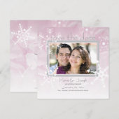 Schneeflocken Save the Date: Winterrosa Date (Vorne/Hinten)