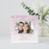Schneeflocken Save the Date: Winterrosa Date (Stehend Vorderseite)