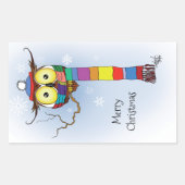 Schneeflocken Scarf Hat Niedlich Rechteckiger Aufkleber (Vorderseite)