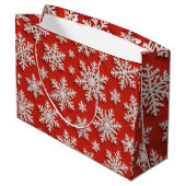 Schneeflocken-Schatz Große Geschenktüte (Rückseite Schrägansicht)