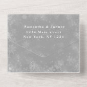 Schneeflocken Schnee Grau Winter Wunderland Hochze All In One Einladung (Rückseite)