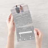 Schneeflocken Schnee Grau Winter Wunderland Hochze All In One Einladung (Abreißen)