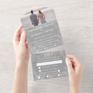 Schneeflocken Schnee Grau Winter Wunderland Hochze All In One Einladung