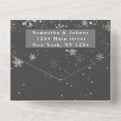 Schneeflocken Schnee Grau Winter Wunderland Hochze All In One Einladung (Rückseite)