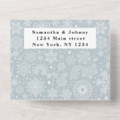 Schneeflocken Schnee Grau Winter Wunderland Hochze All In One Einladung (Rückseite)