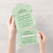 Schneeflocken Schnee Grün Winter Wunderland Hochze All In One Einladung (Abreißen)