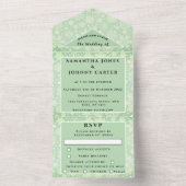 Schneeflocken Schnee Grün Winter Wunderland Hochze All In One Einladung (Innen Boden)