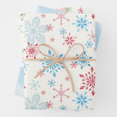 Schneeflocken, Schnee, Sterne, blauer Winterhimmel Geschenkpapier Set (Beispiel)