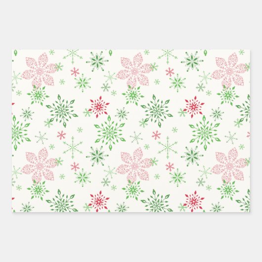 Schneeflocken, Schnee, Sterne, blauer Winterhimmel Geschenkpapier Set (Vorderseite 3)